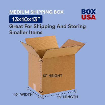 BOX USA Moving Boxes Medium 13"L x 10"W x 13"H, 25-Pack